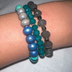 Chic Blue and Gray Beaded Bracelet Set for Kids